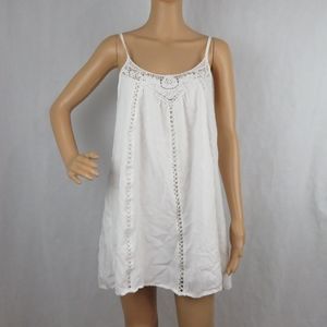 White Flowy Tank Top Dress Summer Hippie Boho Cute